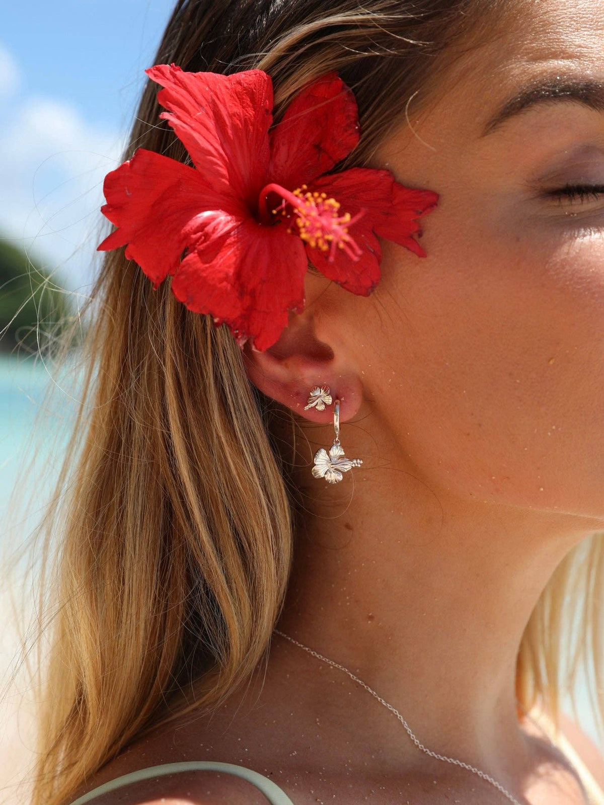 Hibiscus Studs Sterling Silver
