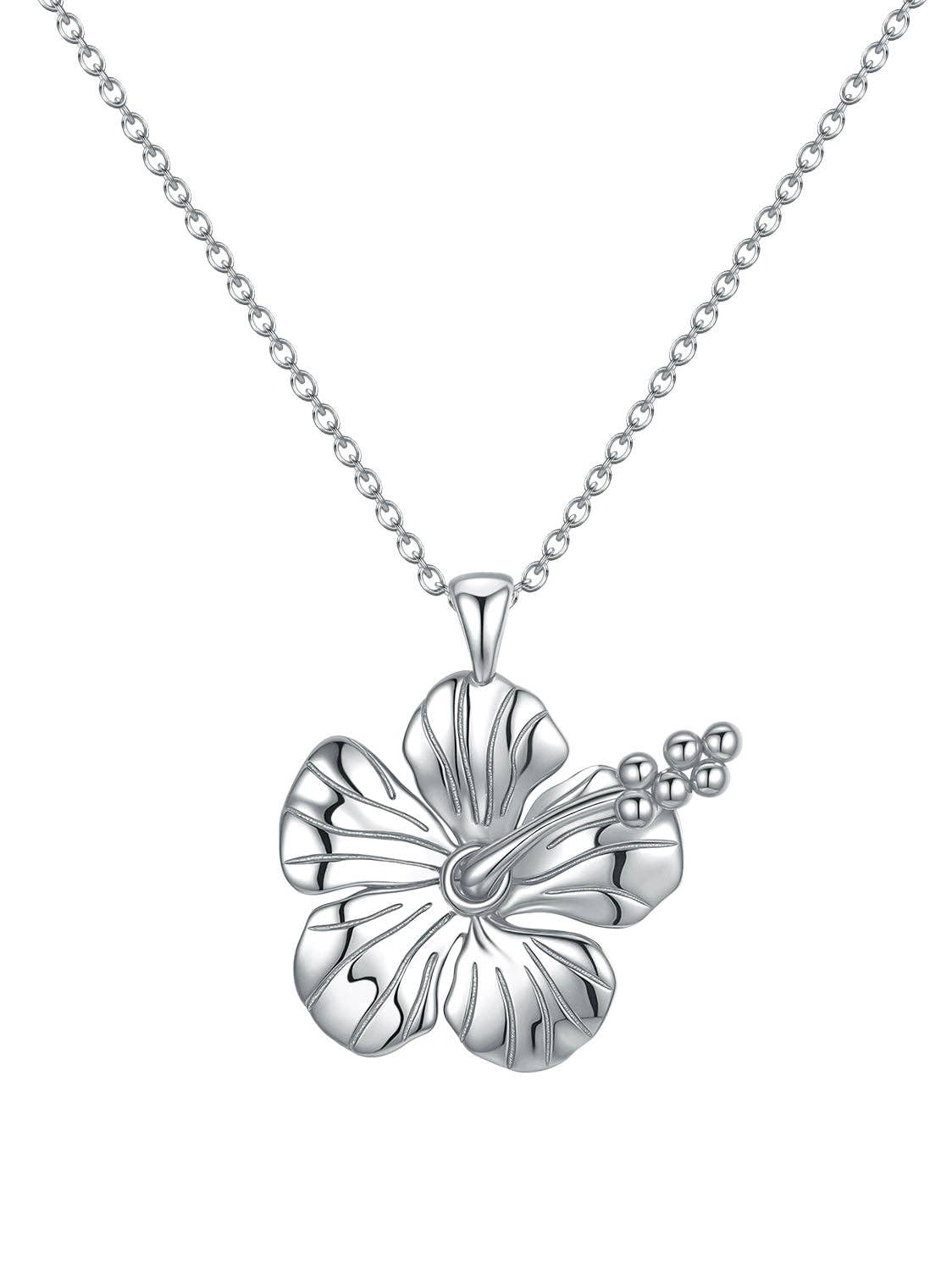 Hibiscus Necklace Sterling Silver