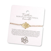 Feather ‘I am worthy of good things ’ bracelet