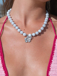 Cleo Beaded Necklace in Silver
