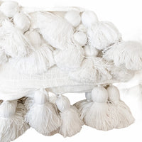 White Maklak Tassel Throw Standard