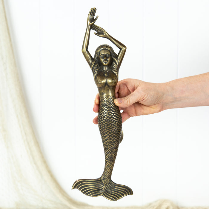 Brass Mermaid Door Handle Left