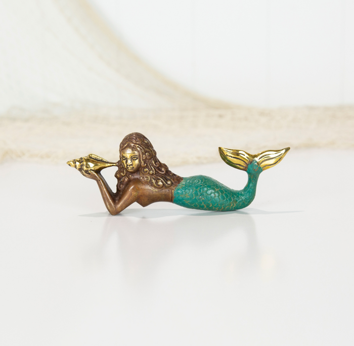 Brass Lying Mermaid Green Small