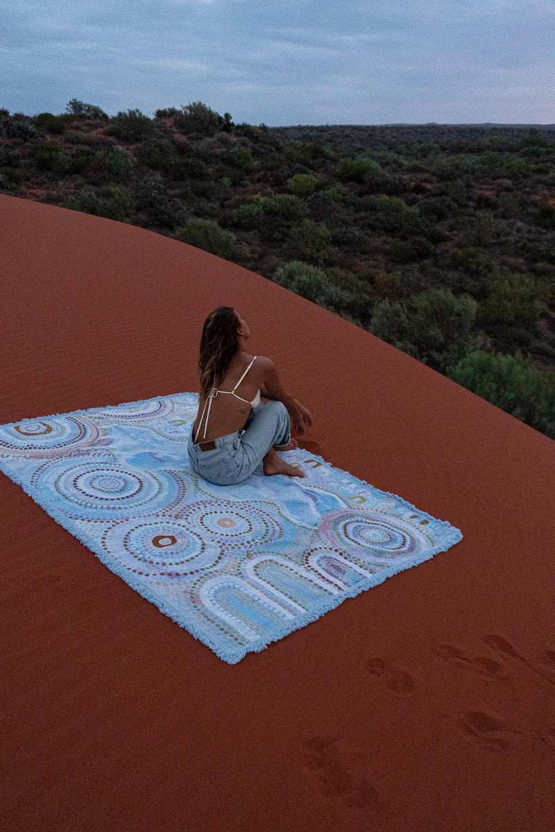 Indigenous Throw "Blue Ocean" By Natalie Jade x Drift - Preorder Now - Back Soon -
