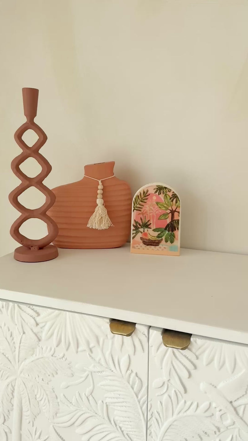 Tiffany Striped Metal Platter on Stand