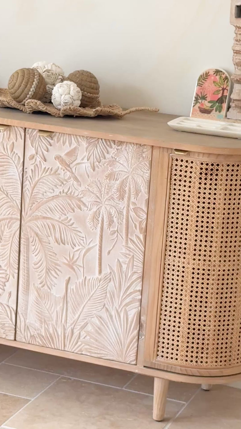 Buffet Les Palmas Carved Rattan & Wood