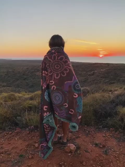Indigenous Throw Country In Colour Green By Leah Cummins