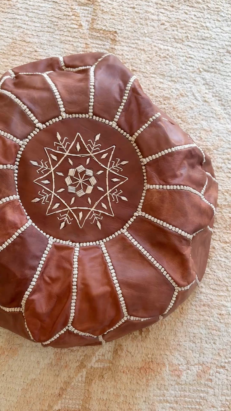 Leather Pouffe Tan Cover