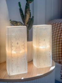 Moroccan Engraved Selenite Crystal Lamps