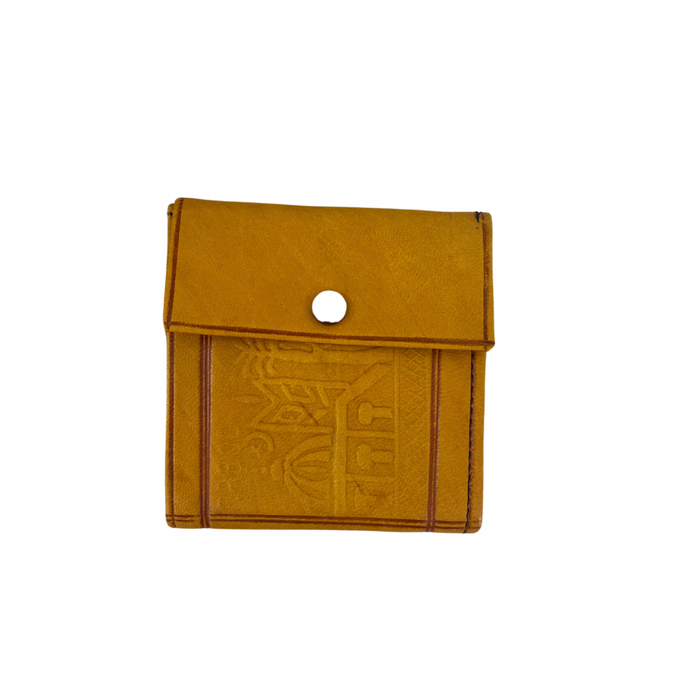 Moroccan Leather Mini Wallet - Mustard
