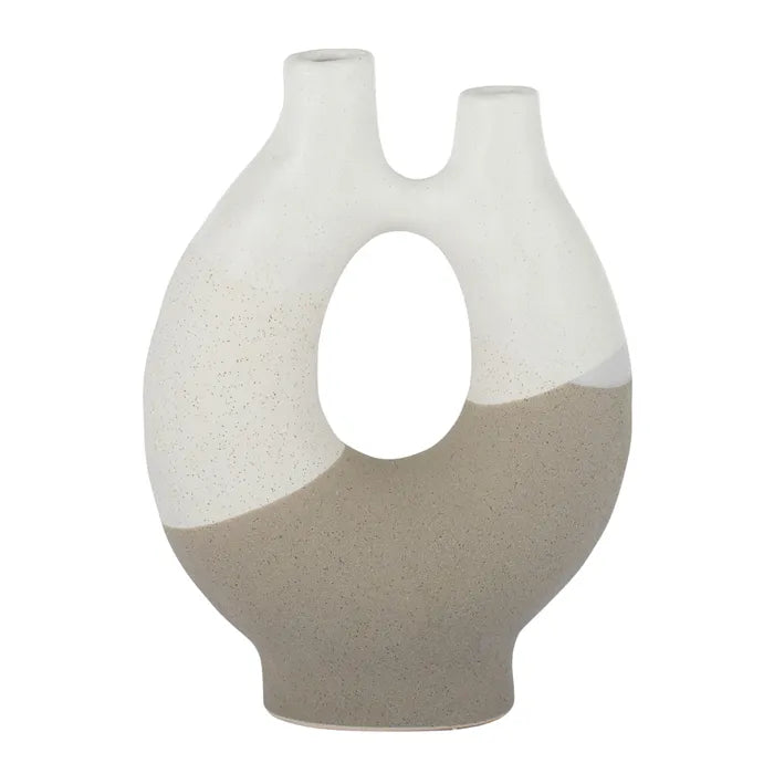 Toroid Ceramic Vase - Ivory/Grey