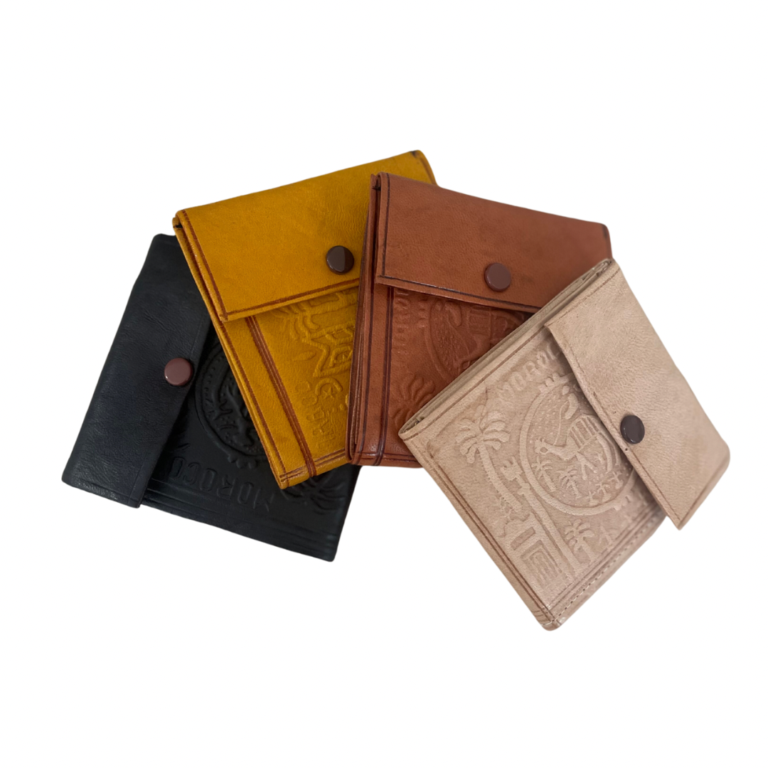 Moroccan Leather Mini Wallet - Black