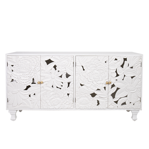 Sideboard Large Carved Dahlia White *PRE-ORDER*