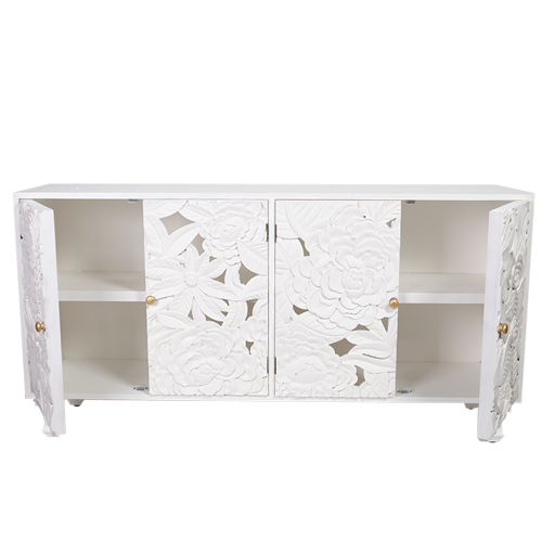 Sideboard Large Carved Dahlia White