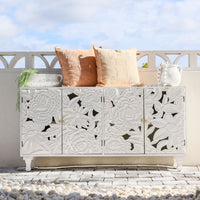 Sideboard Large Carved Dahlia White