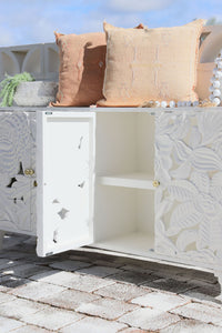 Sideboard Large Carved Dahlia White