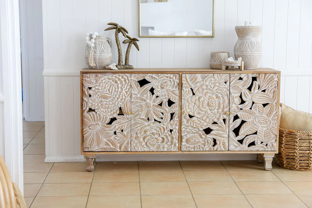 Sideboard Large Carved Dahlia Sand *PRE-ORDER*