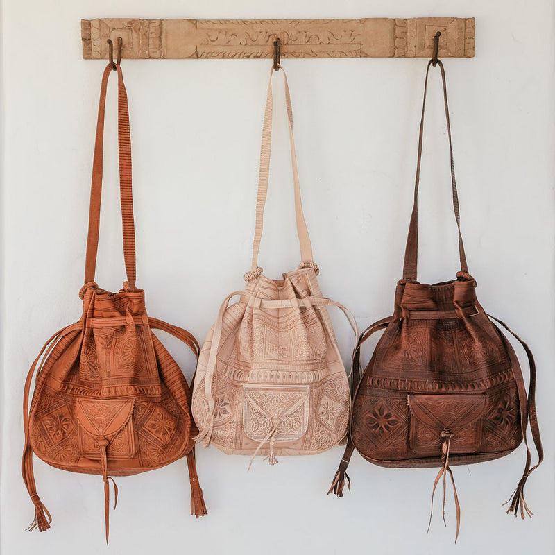 Moroccan Leather Handbag Natural *Preorder