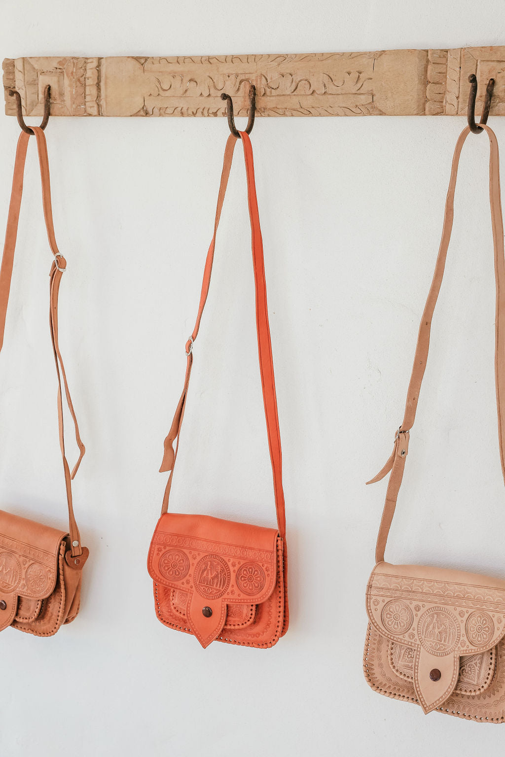 Moroccan Leather Strap Bags Tan