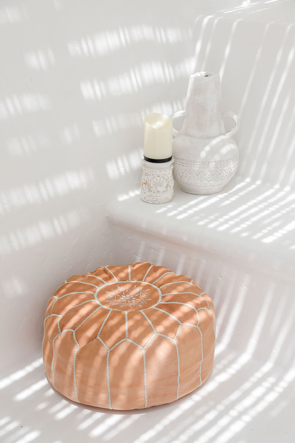 Leather Pouffe Blush Cover