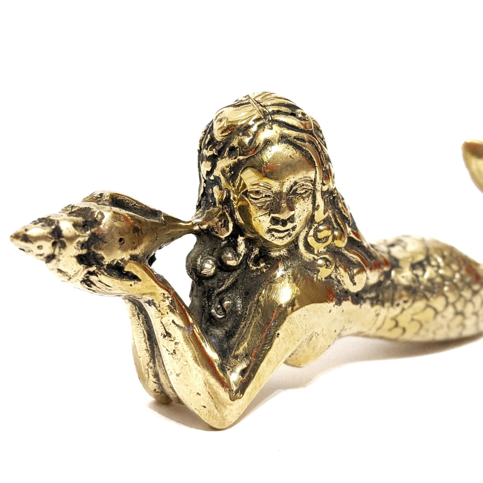 Large Brass Lying Mermaid
