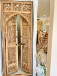 Hand Carved Moroccan Arched Cedar Wood Door - Preorder Only