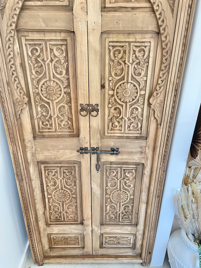 Hand Carved Moroccan Arched Cedar Wood Door - Preorder Only