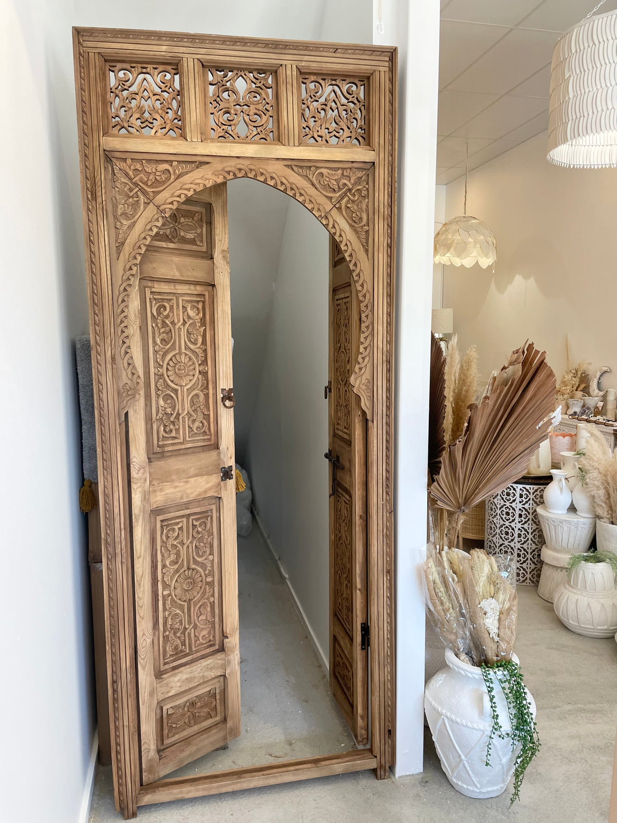 Hand Carved Moroccan Arched Cedar Wood Door - Preorder Only