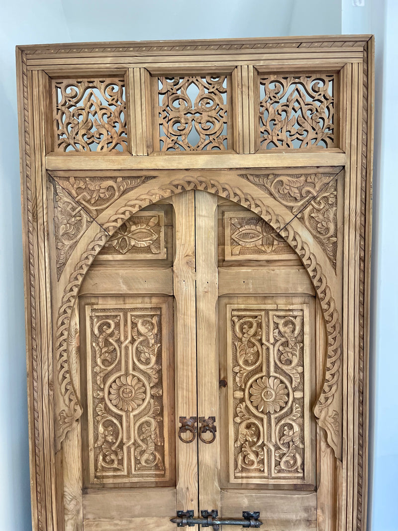 Hand Carved Moroccan Arched Cedar Wood Door - Preorder Only