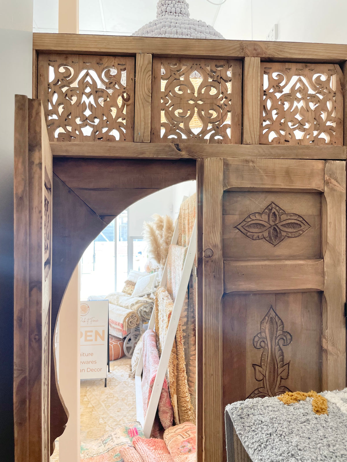 Hand Carved Moroccan Arched Cedar Wood Door - Preorder Only