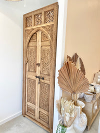 Hand Carved Moroccan Arched Cedar Wood Door - Preorder Only